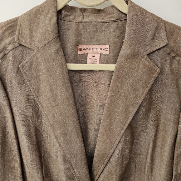 NWT - Bandolino Mocha Rayon Linen Blend Blazer - Size 16 - Picture 3 of 5